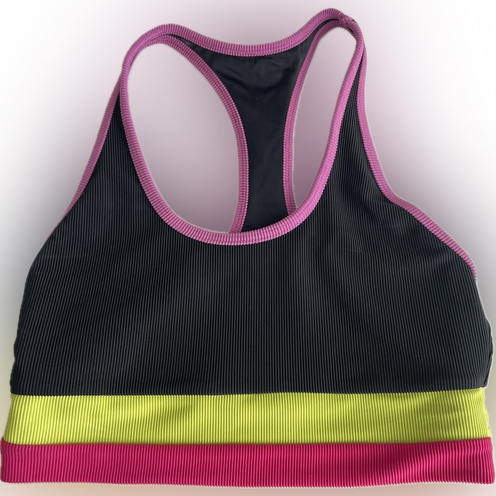 Beach Riot Tricolor Marianne Top in black multi with a ribbed fabric racerback.